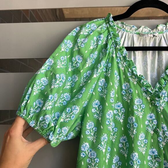 PATTY KIM Mint Floral Puff Sleeve Maxi Dress - Picture 4 of 8